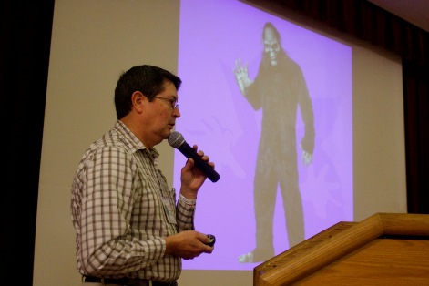 Alton Higgins gives an interesting presentation about hoaxes and misidentified photos. Photo: Alex Diaz