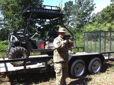 Paul Bowman prepares the Bad Boy Buggie for use during Operation Endurance.