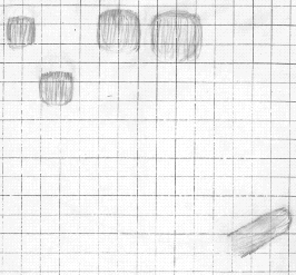 Figure 6. The Gamma print. In this interpretation, the print is reconstructed on a 0.5-inch grid using measurements obtained from the original. The streaks are omitted so as to approximate the fingertip impressions as they might have registered had the hand not been drawn across the surface.