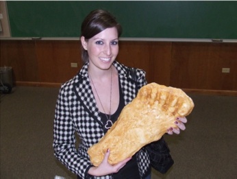 St. Mary's student Katie O'Donnell holds the so-called "Elkins Creek" casting, taken by a Sheriff's Deputy in Georgia. Photo: Craig Woolheater