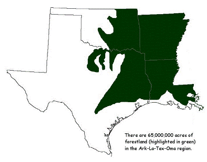 There are 65 million acres of forestland in the four-state region, which is about 100,000 square miles, or the size of the state of Oregon.